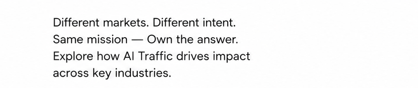 Different markets. Different intent. Same mission — Own the answer.
